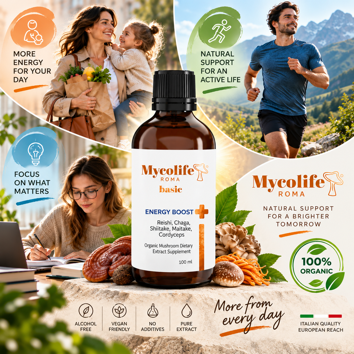 Mycolife Energy Boost Basic 100 ml angol kép