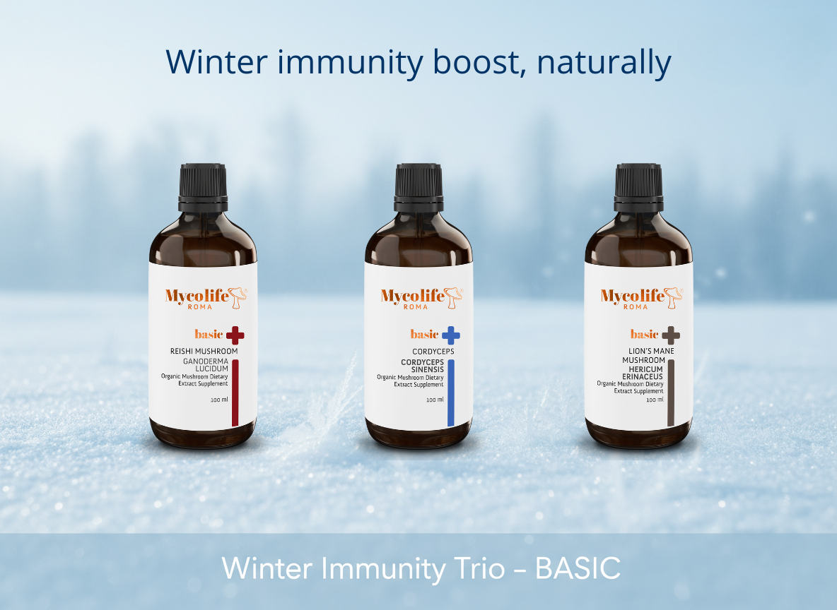 Winter Immunity Trio BASIC three BIO certified dual-extraction bottles labeled alcohol-free sugar-free