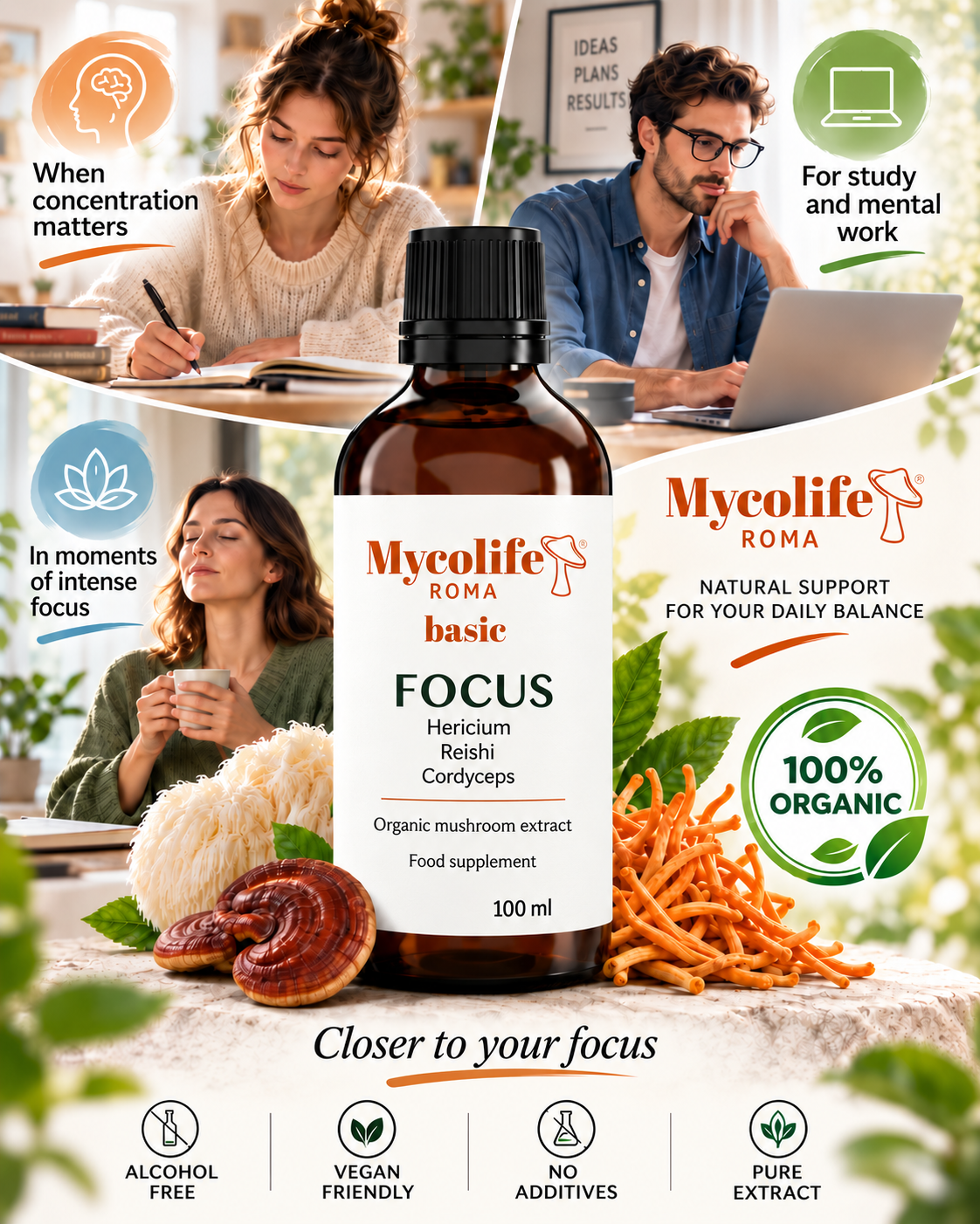 Mycolife Focus BASIC 100 ml liquid mushroom extract